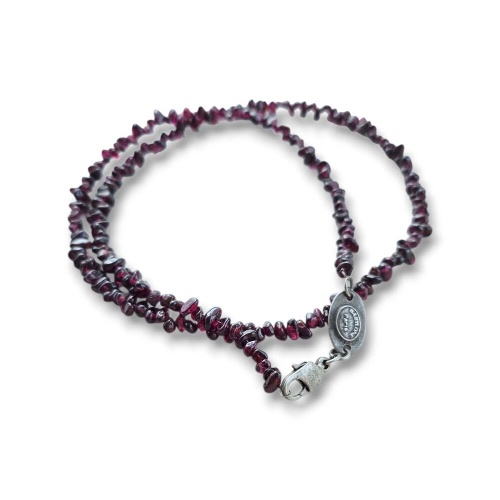 BABYLONE Paris Garnet necklace Sterling Silver Tested Signed